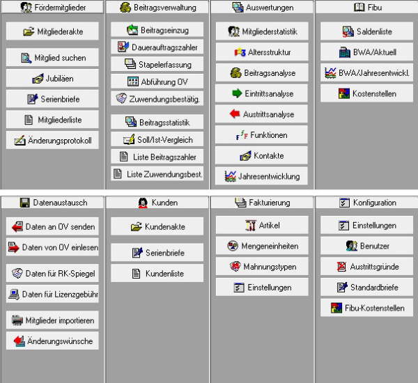 Men�punkte / Version KV