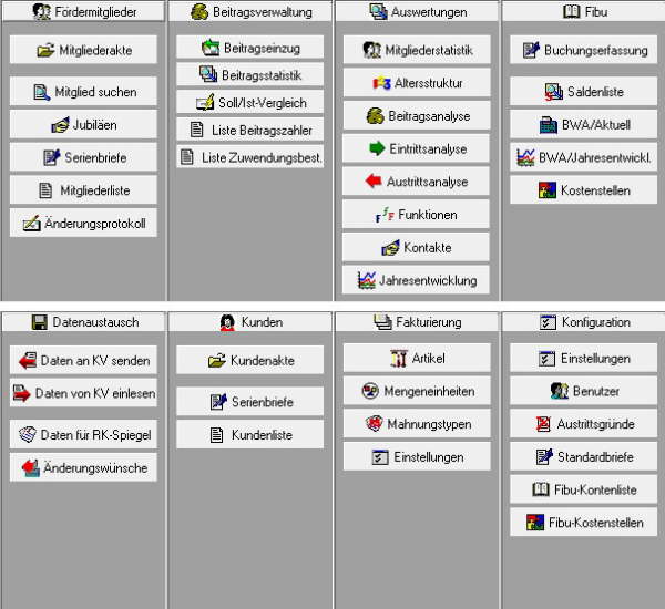 Men�punkte / Version OV